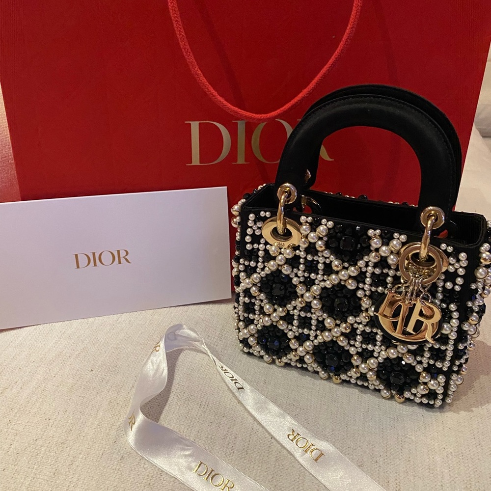 Sold! 7500$ . Lady Dior Mini Bag with pearls